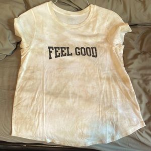 Old Navy, ‘FEEL GOOD’ tee, tan and white tie-dye, never worn